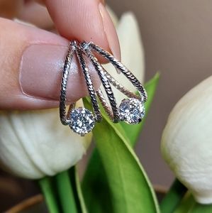 100 Facet Diamonique Split Hoop Earrings